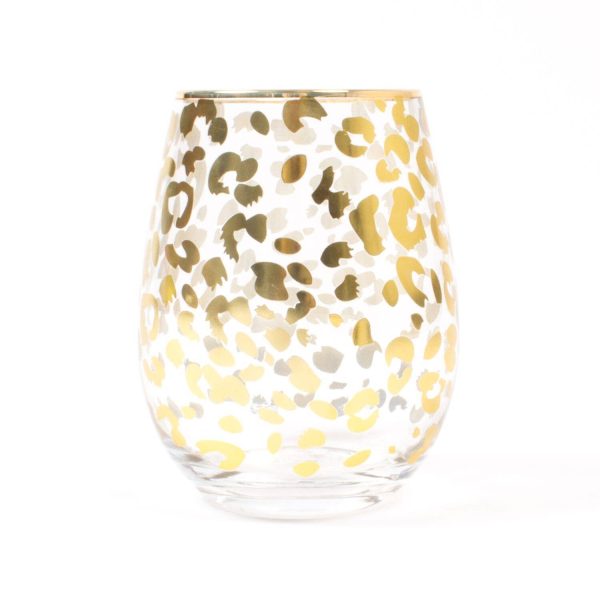 20oz Stemless Wine Glass - Gold Leopard For Cheap