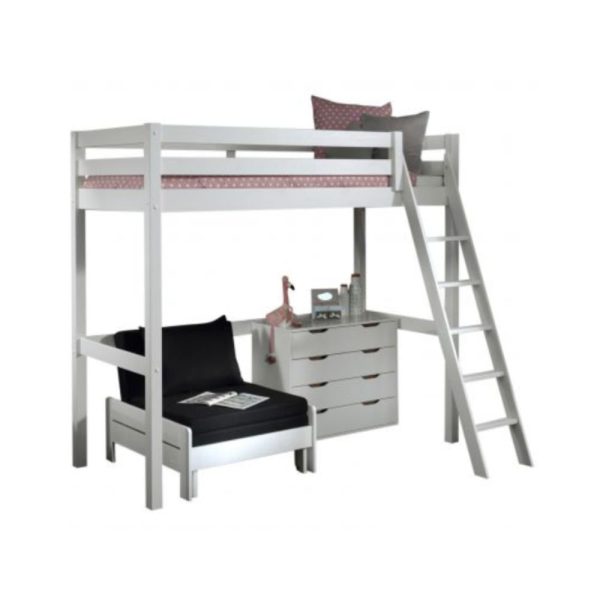 Vipack - Pino High Sleeper with Sofa Bed and 4 Door Chest of Drawers - White Online