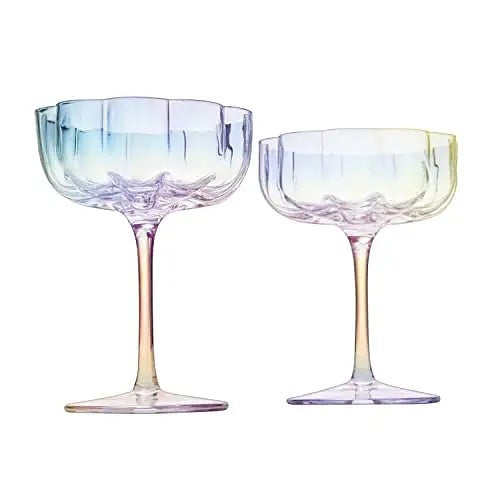 Flower Elegant Champagne & Cocktail Coupes - Iridescent Set on Sale