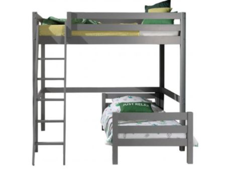 Vipack - Pino High Sleeper Double Bed with Single Bed - Grey Online Sale