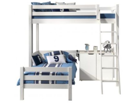 Vipack - Pino High Sleeper with Single Bed and 2 Door Chest of Drawers - White Discount