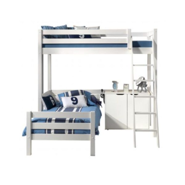 Vipack - Pino High Sleeper with Single Bed and 2 Door Chest of Drawers - White Discount