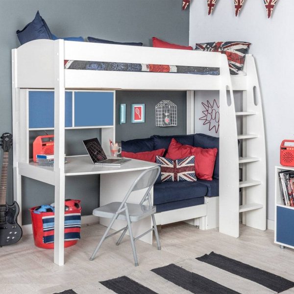 Stompa - UNOS Highsleeper with Blue Sofa, Fixed Desk & Hutch Online Hot Sale