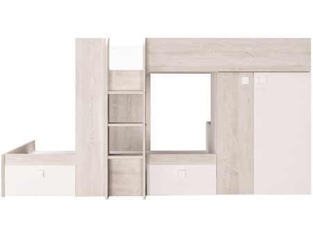 White Bunk Beds with Wardrobe and Storage by Trasman Cheap