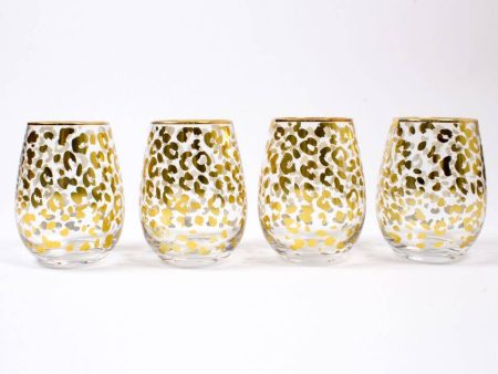 20oz Stemless Wine Glass - Gold Leopard For Cheap