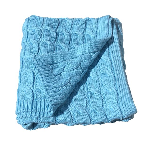 Cable Knit Throw Turquoise Cheap