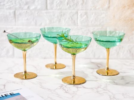 Colored Coupe Art Deco Glasses, Gold For Discount