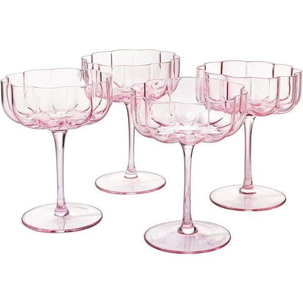 Elegant Flower Champagne and Cocktail Coupe, Pink Online Hot Sale