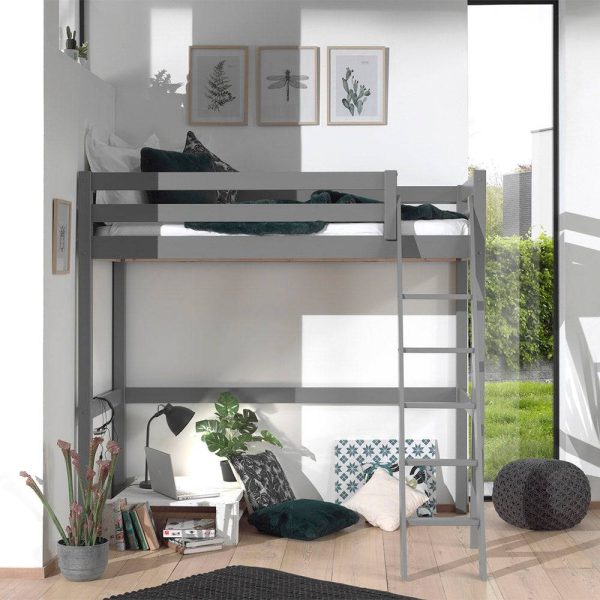 Grey Single High Sleeper with Slanted Ladder by Vipack Pino Online now