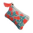 Red Embroidered Floral Coin Purse For Sale