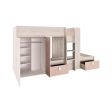 Trasman Barca Bunk Bed With Wardrobe in Antique Pink For Sale