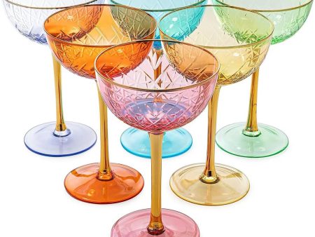 Colored Coupe Art Deco Glasses For Sale