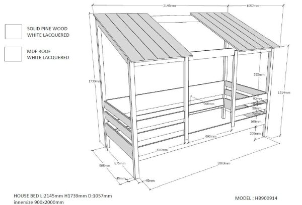 White House Bed w  White Split Roof by Vipack For Cheap