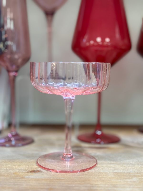 Elegant Flower Champagne and Cocktail Coupe, Pink Online Hot Sale