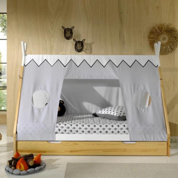 Tipi Natural Single Bed 90x200 with Trundle and Canopy Online now