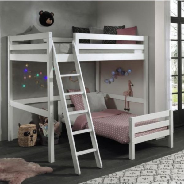 Vipack - Pino High Sleeper Double Bed with Single Bed - White Cheap