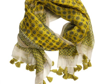 Milana Fringed Cotton Scarf Yellow Online