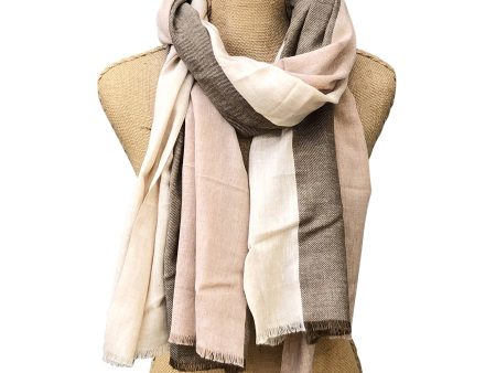 Three Stripes Elegant Cotton Scarf - Camel Online Sale